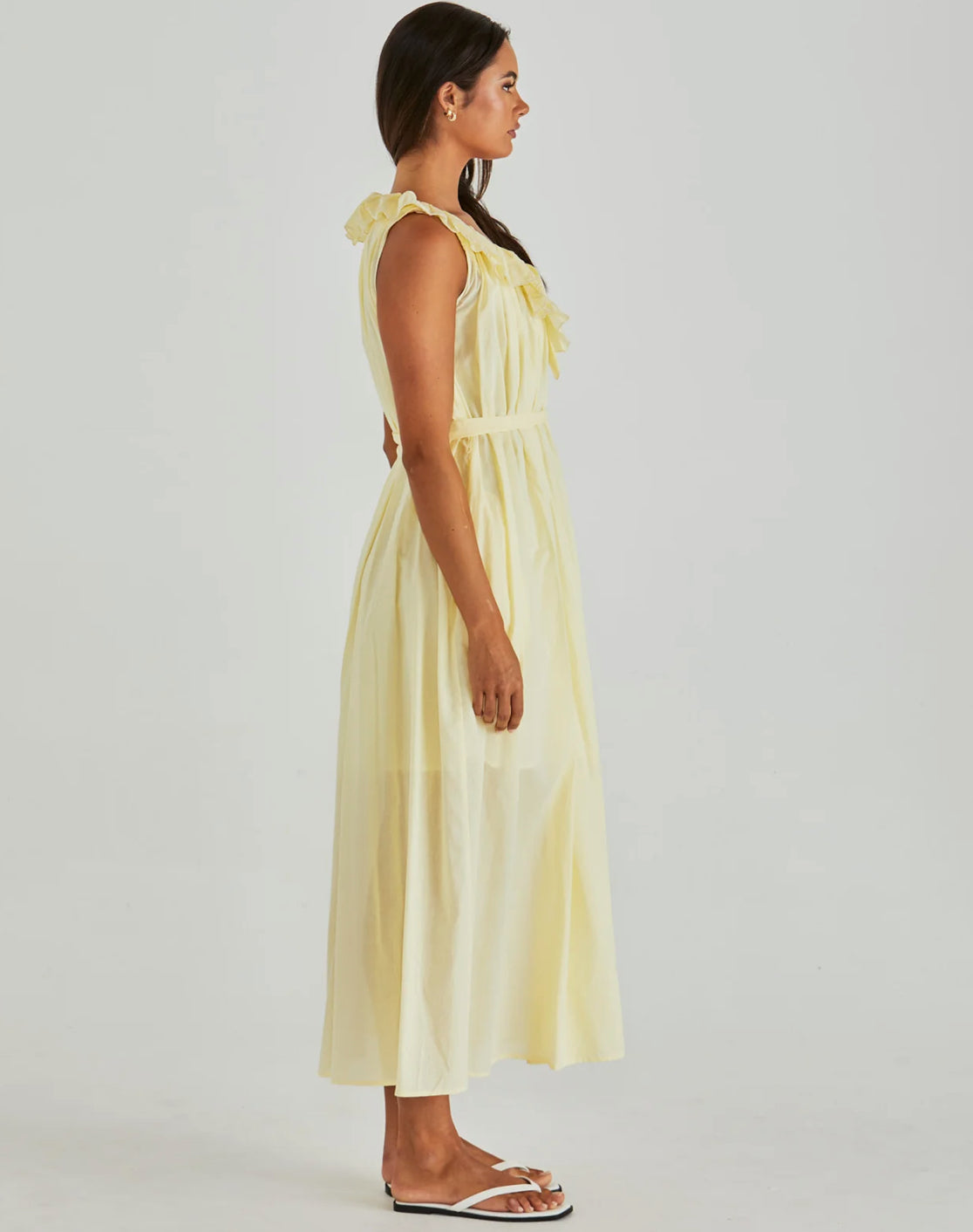 Sass | Lilla Ruffled Neck Dress - Butter Yellow