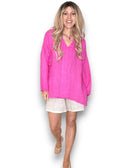 Helga May | Hot Pink Coastal Fray Tunic
