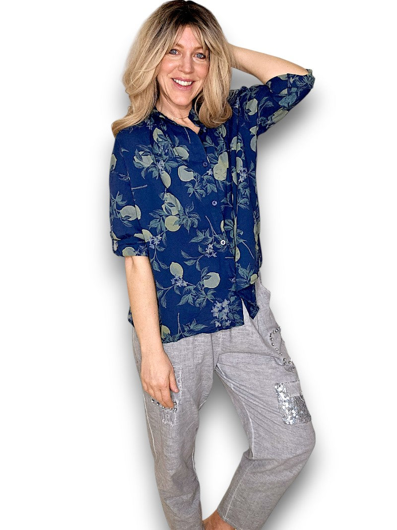 Helga May | Navy Dolly Lemon Top