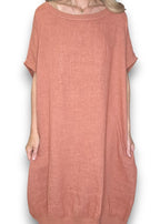 Helga May | Brick Plain Elastic Hem Dress