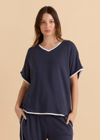 Betty Basics | Clara Tee - Petrol/White