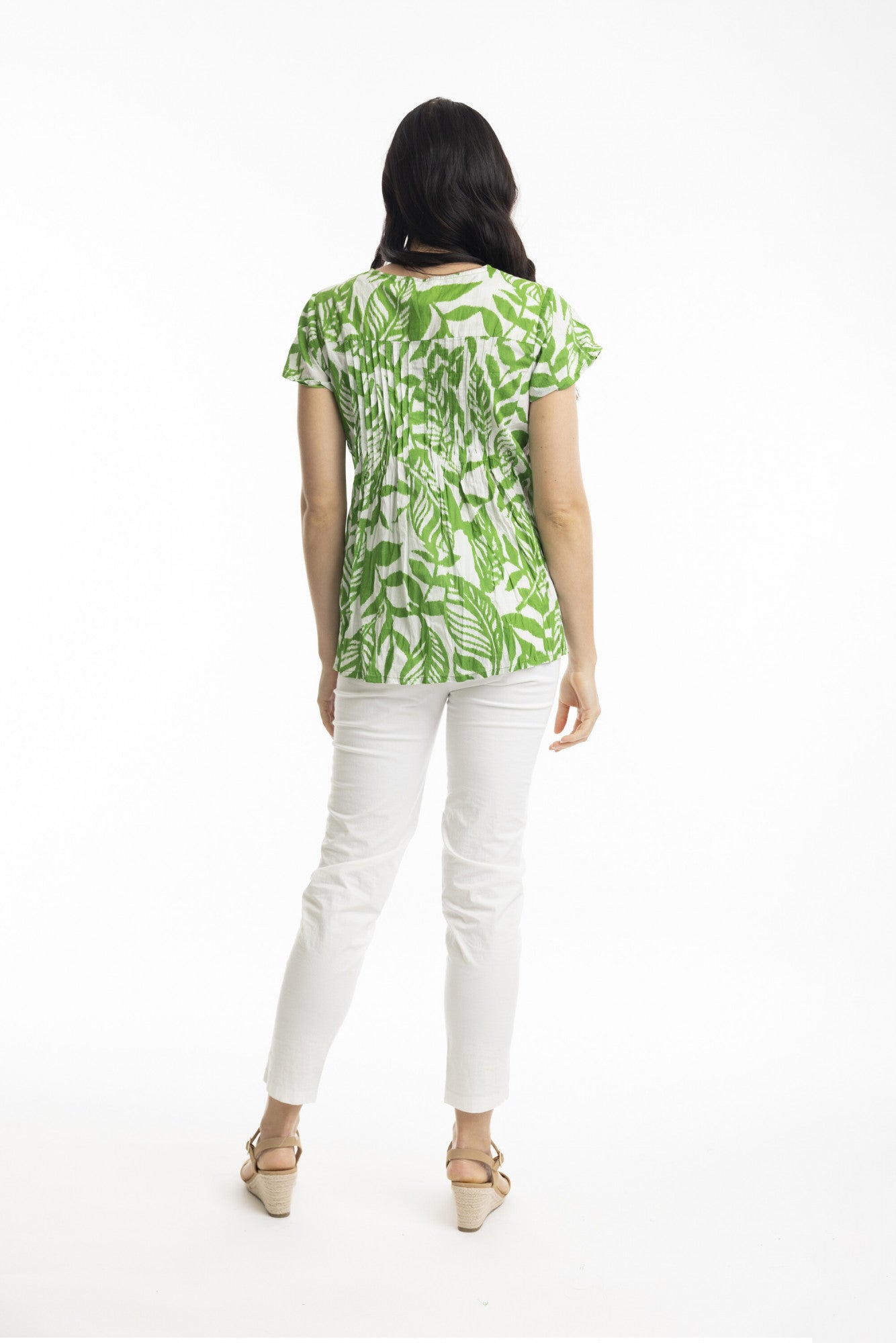 Orientique | Hayman Green Pleated Top