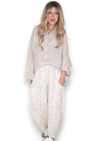 Helga May | Beige Pinstripe Coastal Tunic