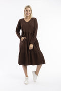 Orientique | Essential Knit Layer Dress - V Neck Chocolate