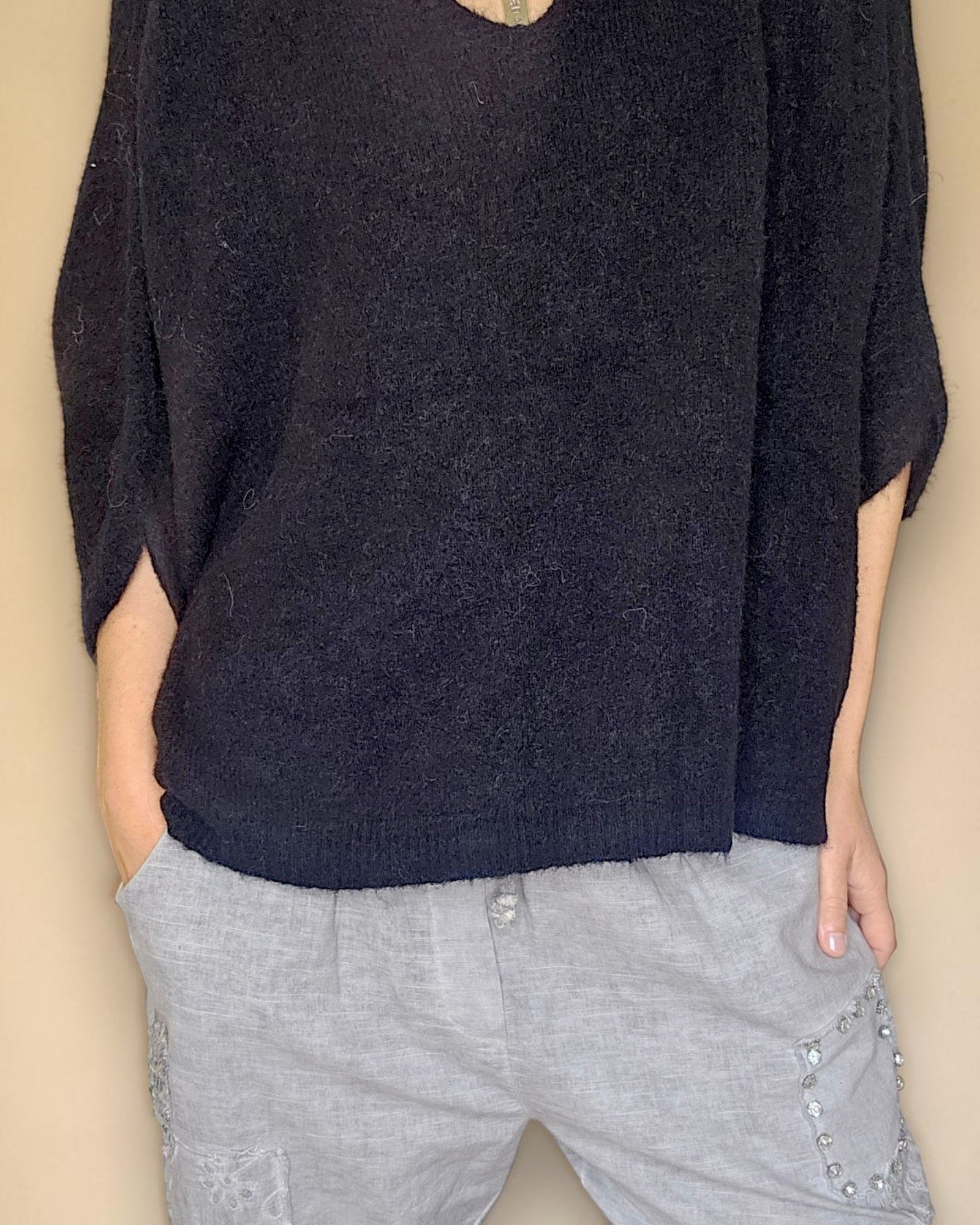 Helga May | Batsleeve Knit - Black