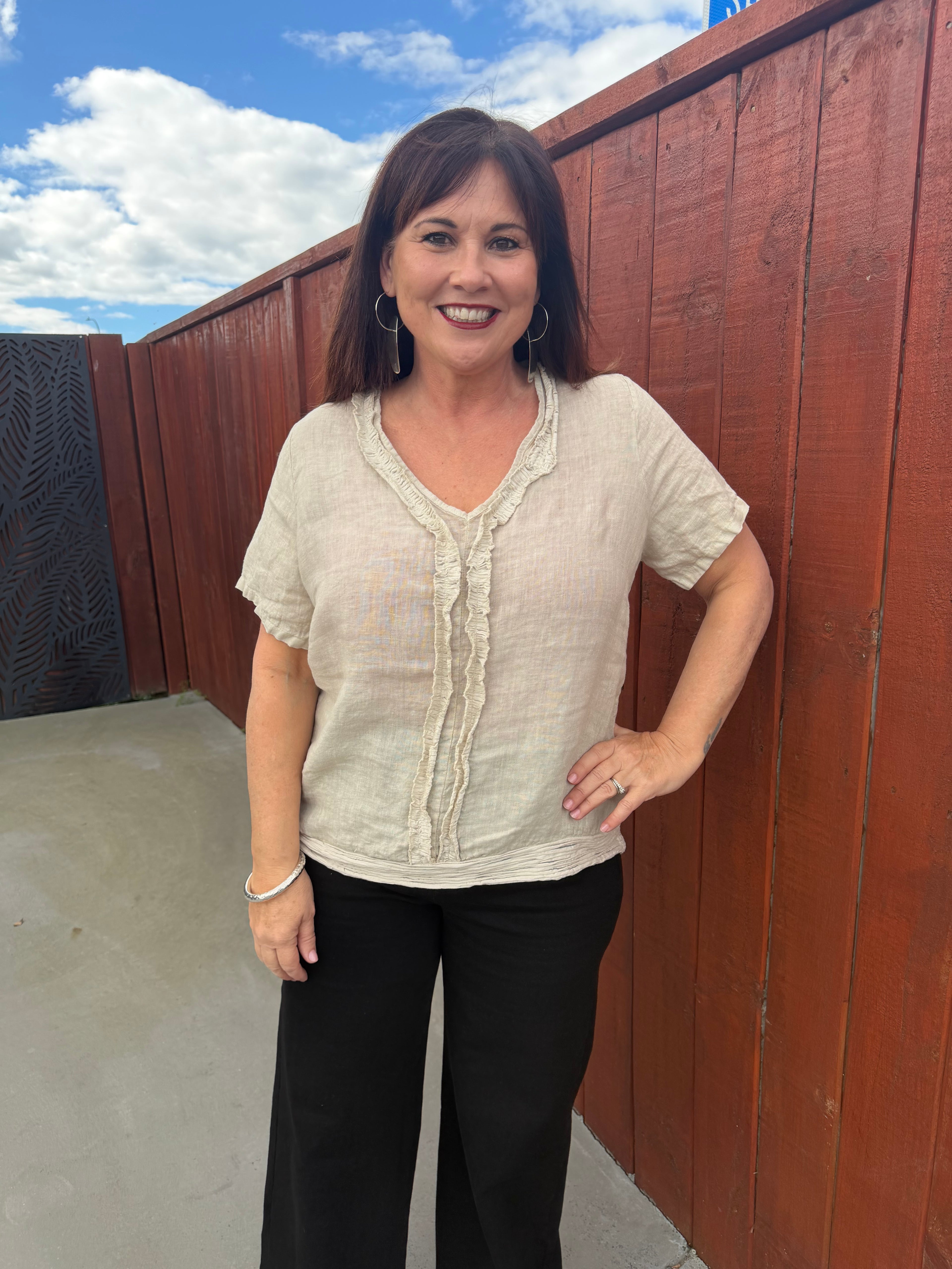 The Cottage Collection | Chloe Linen Top - Natural
