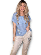 Helga May | Petrol Linen Star Top