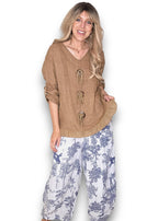 Helga May | Coffee Trois Button Top