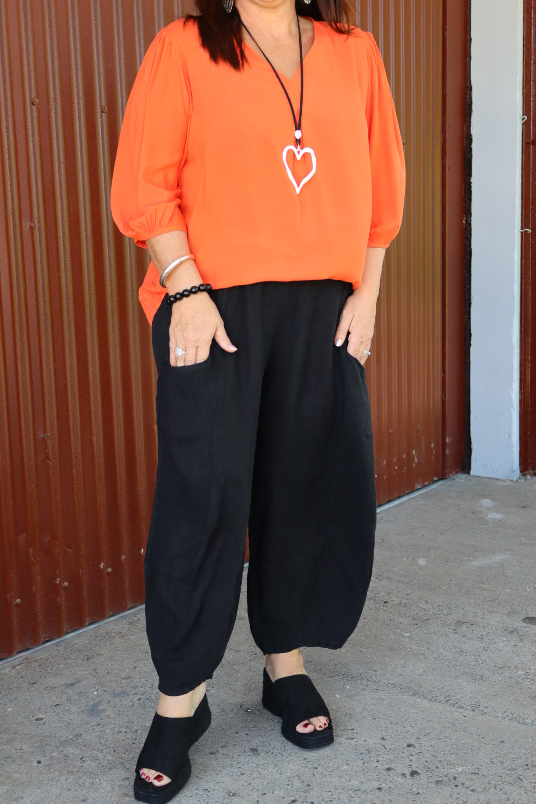 Helga May | Black Barrel Linen Pants
