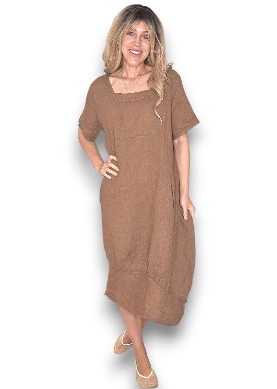 Helga May | Coffee Mid Sleeve Maxi Dress