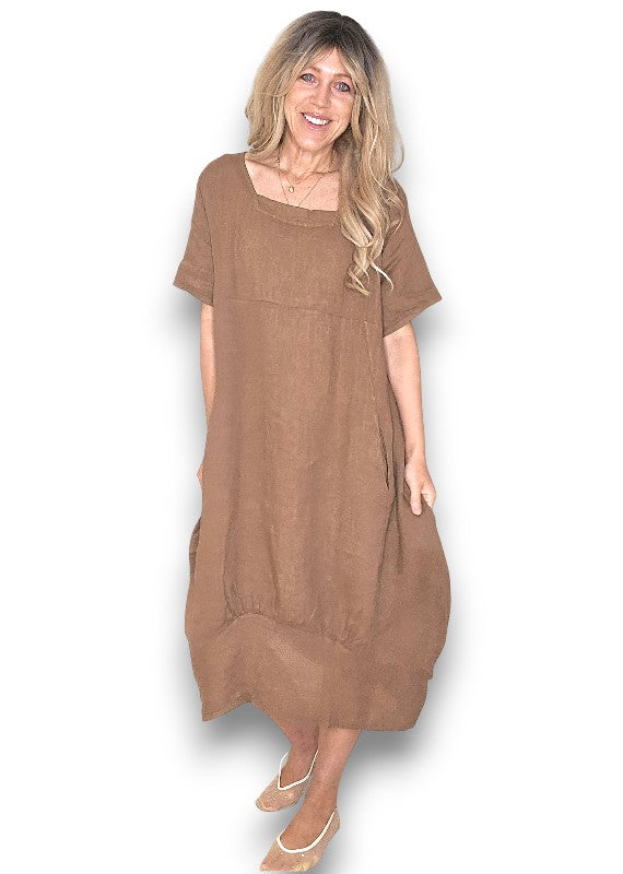 Helga May | Coffee Mid Sleeve Maxi Dress