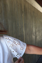 Betty Basics | Lottie Embroidered Tee - White