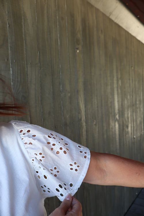 Betty Basics | Lottie Embroidered Tee - White