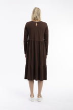 Orientique | Essential Knit Layer Dress - V Neck Chocolate