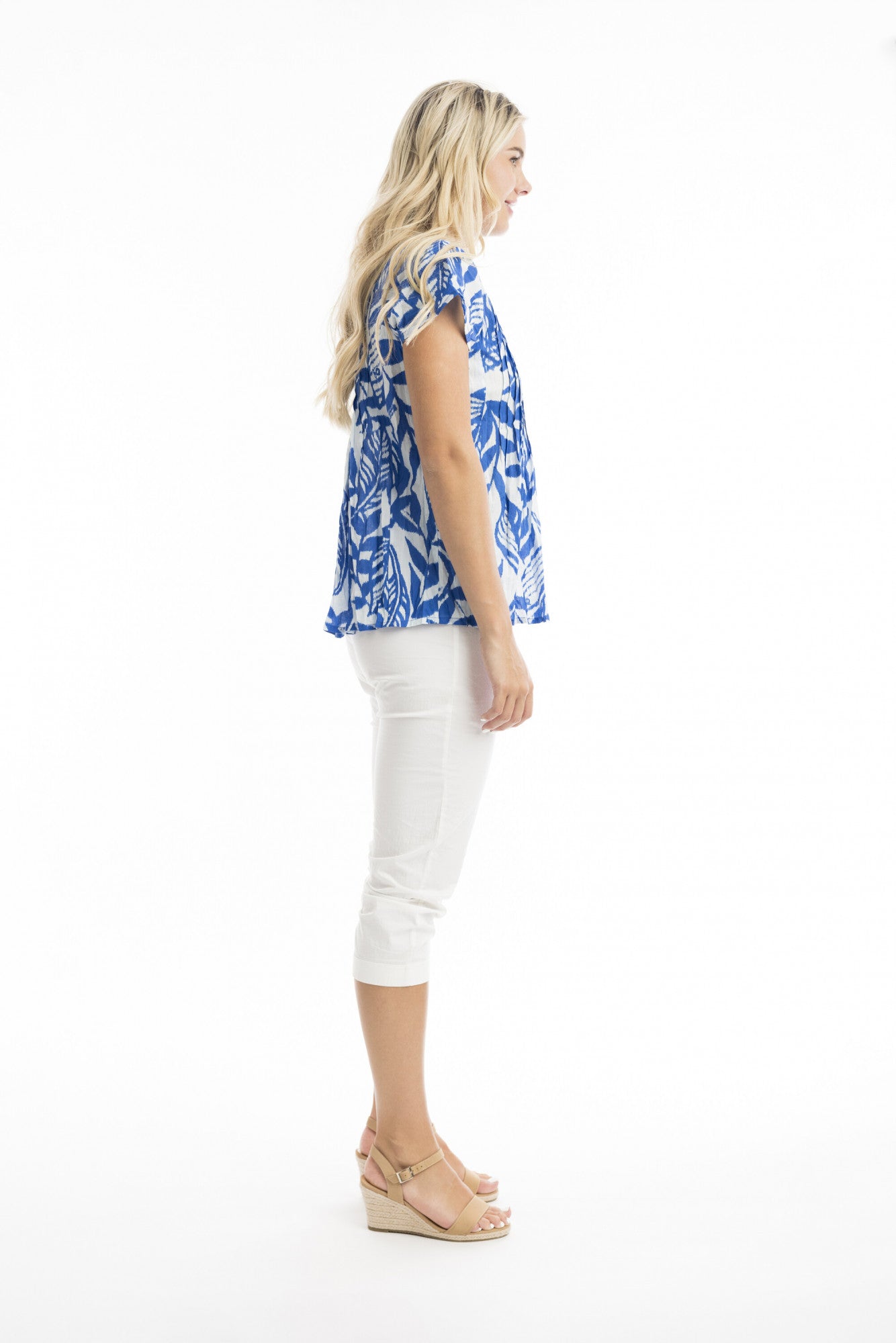 Orientique | Hayman Blue Pleated Top