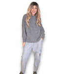 Helga May | Chenille Polo Sweater - Grey