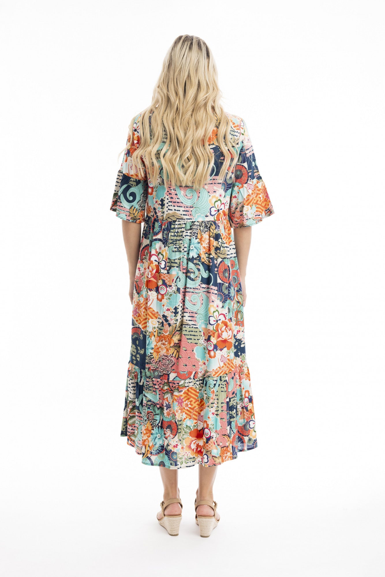 Orientique | Yakushima Midi Dress with Elbow length Sleeve