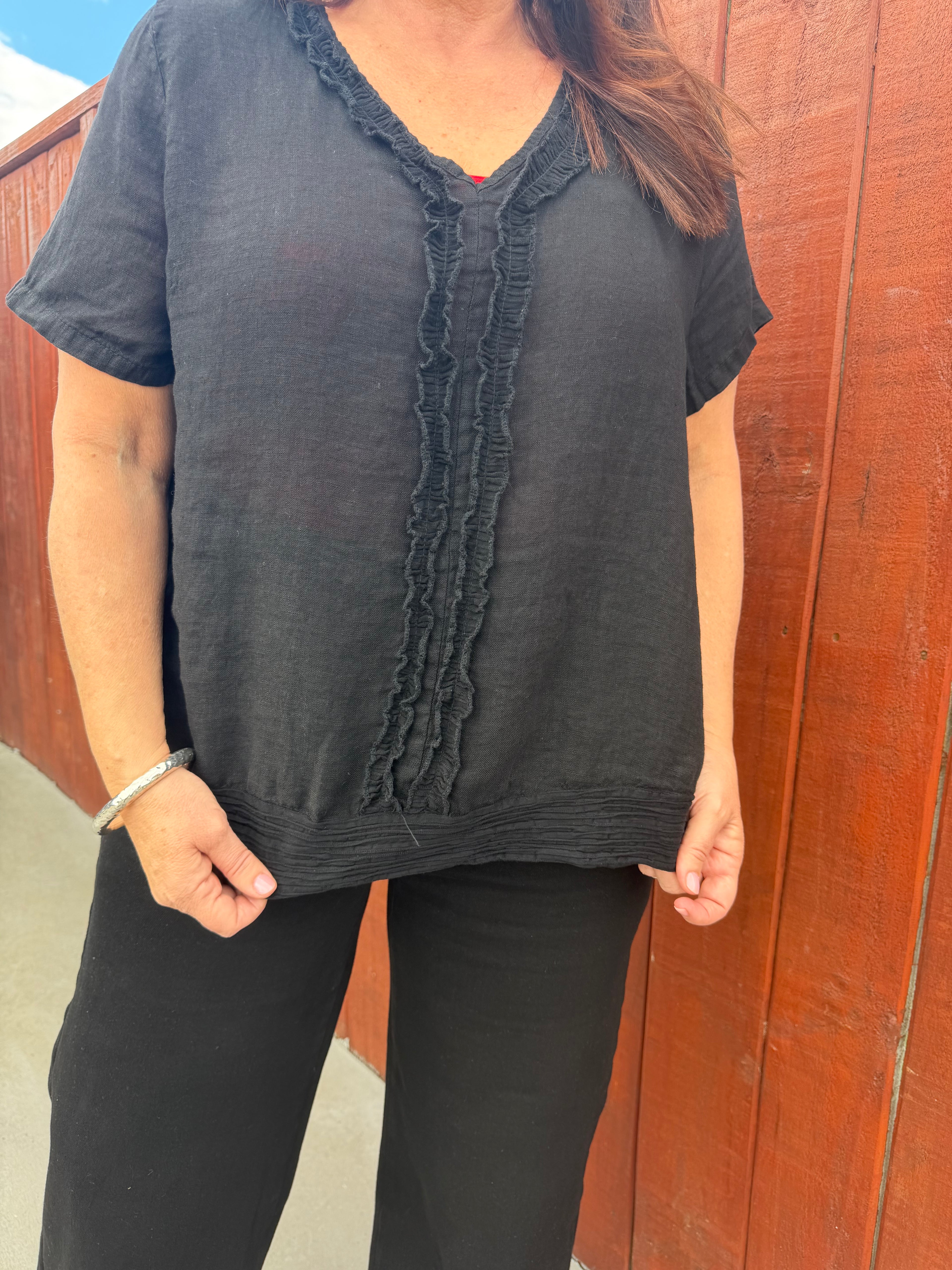 The Cottage Collection | Chloe Linen Top - Black