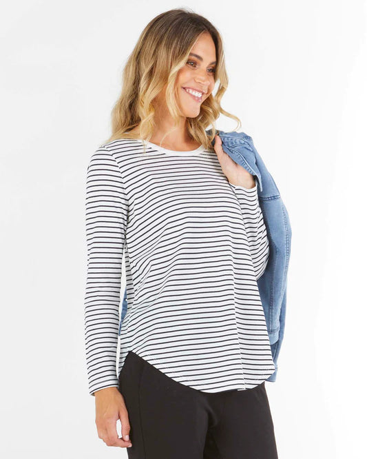 Betty Basics | Jet Black Stripe Megan Long Sleeve