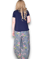 Helga May | Grey Wild Daisy Barrel Linen Pants