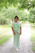 Brooke Bias Skirt | Green/Pink Stripe