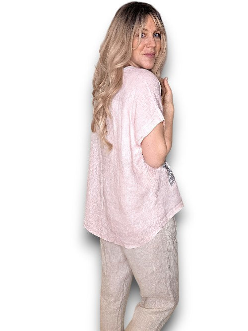 Helga May | Baby Pink Linen Star Top