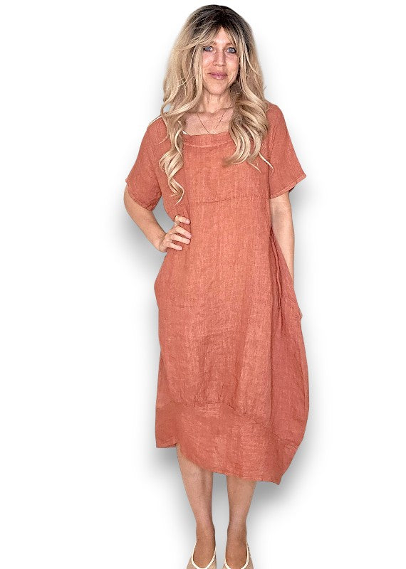 Helga May | Brick Mid Sleeve Maxi Dress