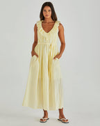 Sass | Lilla Ruffled Neck Dress - Butter Yellow