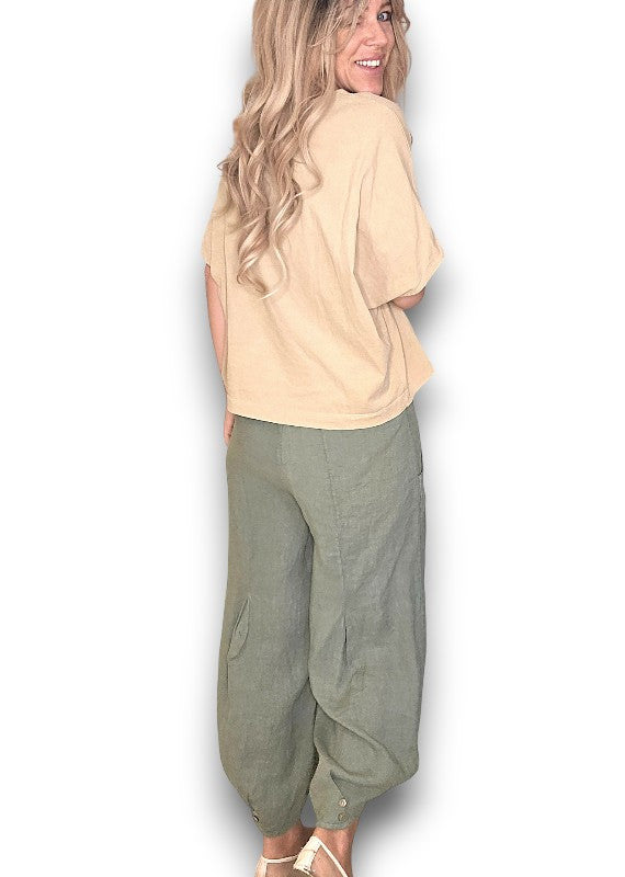Helga May | Forest Mini Button Linen Pant