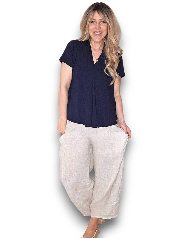 Helga May | Navy Samba Viscose Top