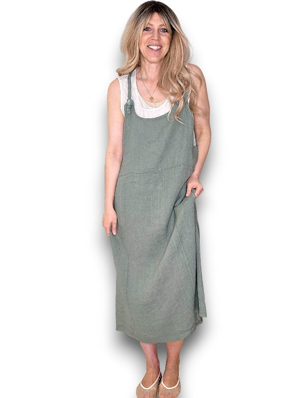 Helga May | Pinny Tie Jumpsuit - Forest