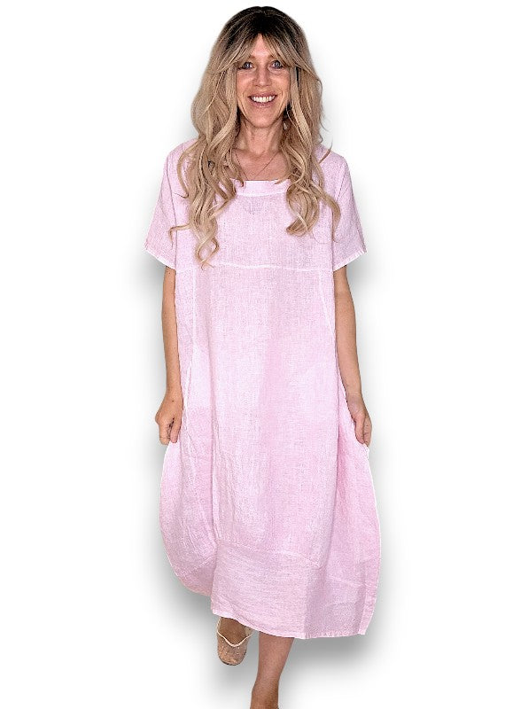 Helga May | Bubblegum Pink Mid Sleeve Maxi Dress