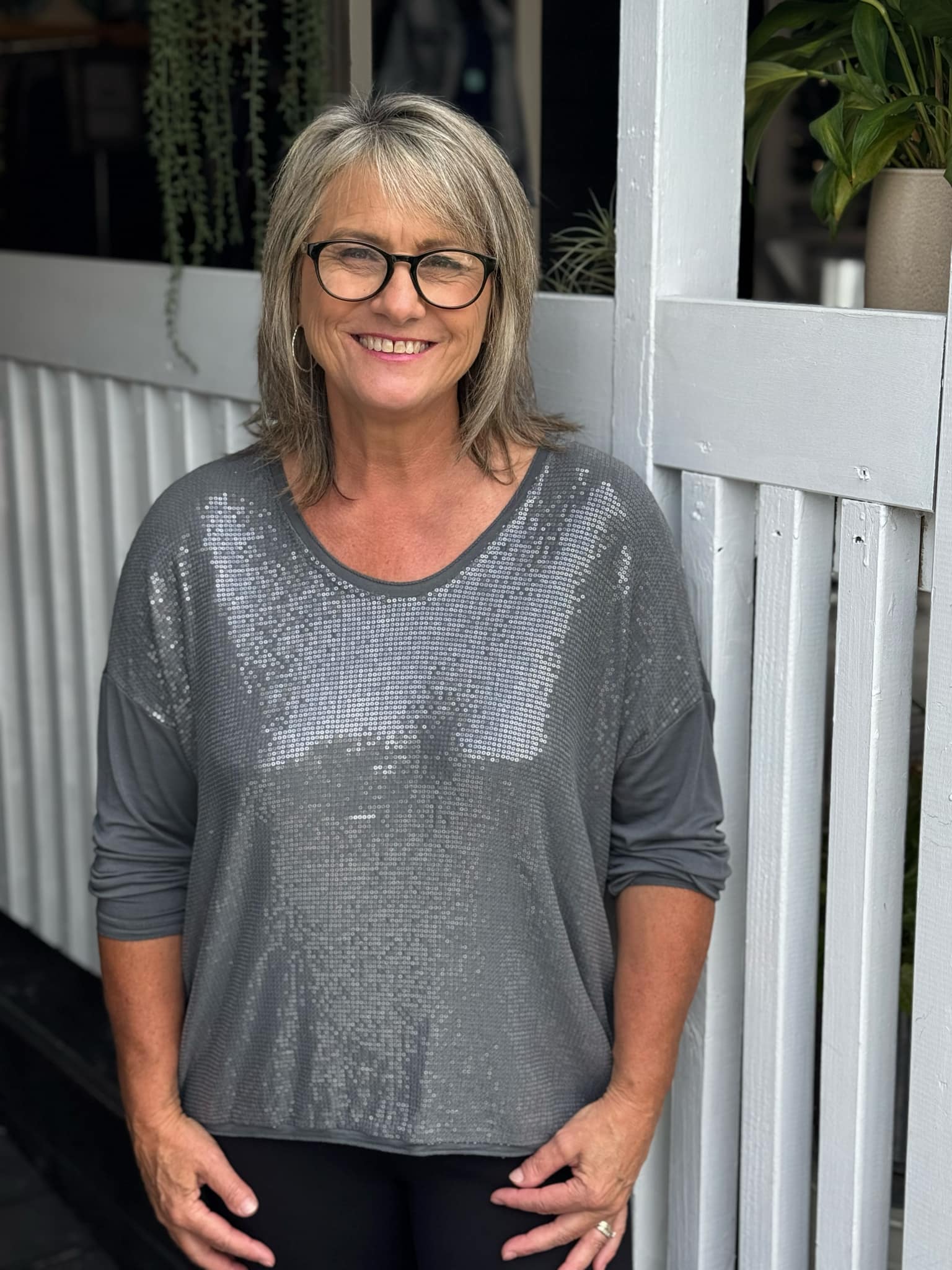 The Italian Closet | Priscilla Top - Charcoal Sequin