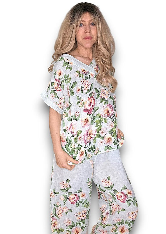 Helga May | Mint Ruby Blossom Top