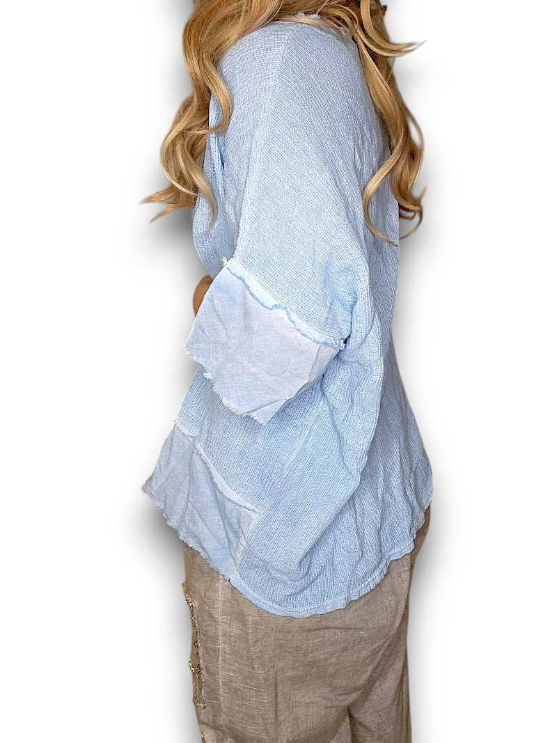 Helga May | Baby Blue Rodeo Fray Tee