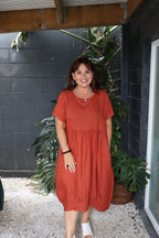 The Cottage Collection | Blake Linen Dress - Rust