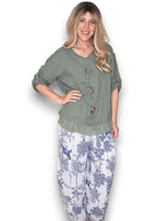 Helga May | Forest Trios Button Top