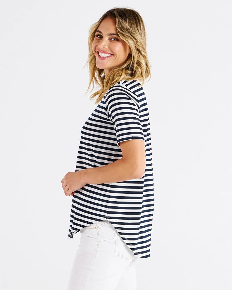 Betty Basics | Navy Stripe/Pink - Ariana Tee