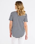 Betty Basics | Navy Stripe/Pink - Ariana Tee