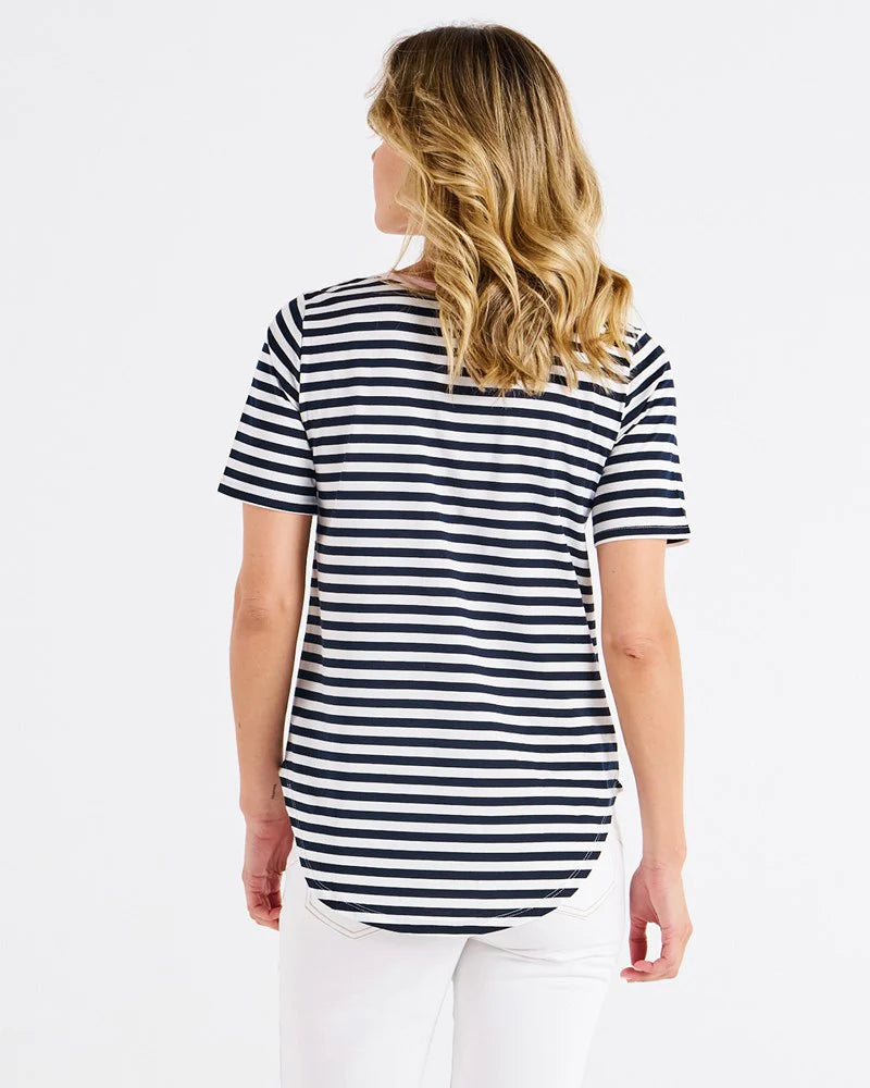 Betty Basics | Navy Stripe/Pink - Ariana Tee