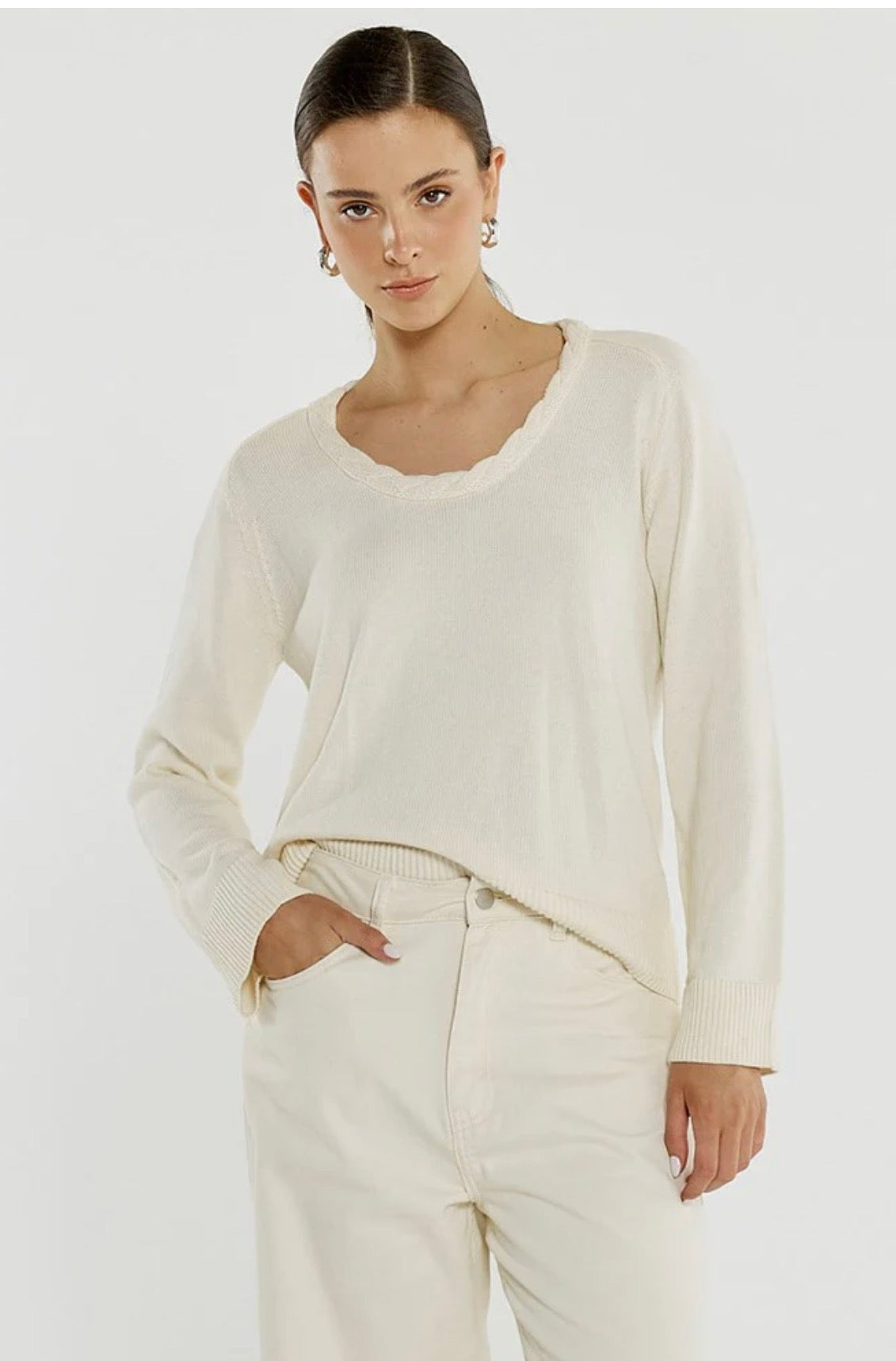 Sass Clothing | Roe Braided Neck Knit