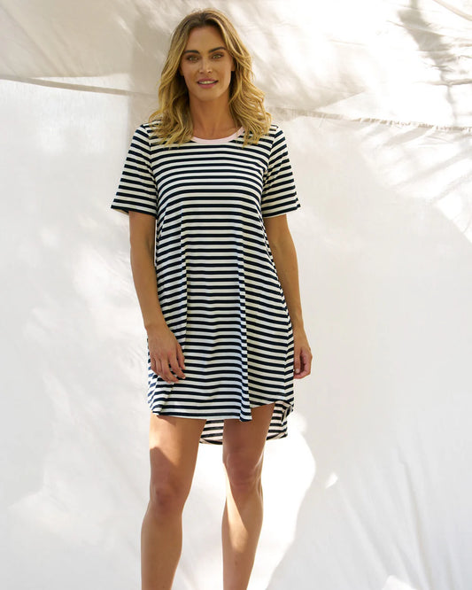 Betty Basics | Navy Stripe/Pink - Nyree Dress