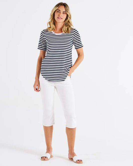 Betty Basics | Navy Stripe/Pink - Ariana Tee