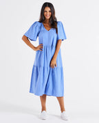 Betty Basics | Regina linen dress - Blue Stripe