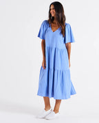 Betty Basics | Regina linen dress - Blue Stripe