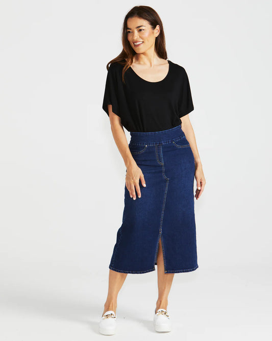 Betty Basics | Midnight Denim - Shelby Stretch Denim Skirt