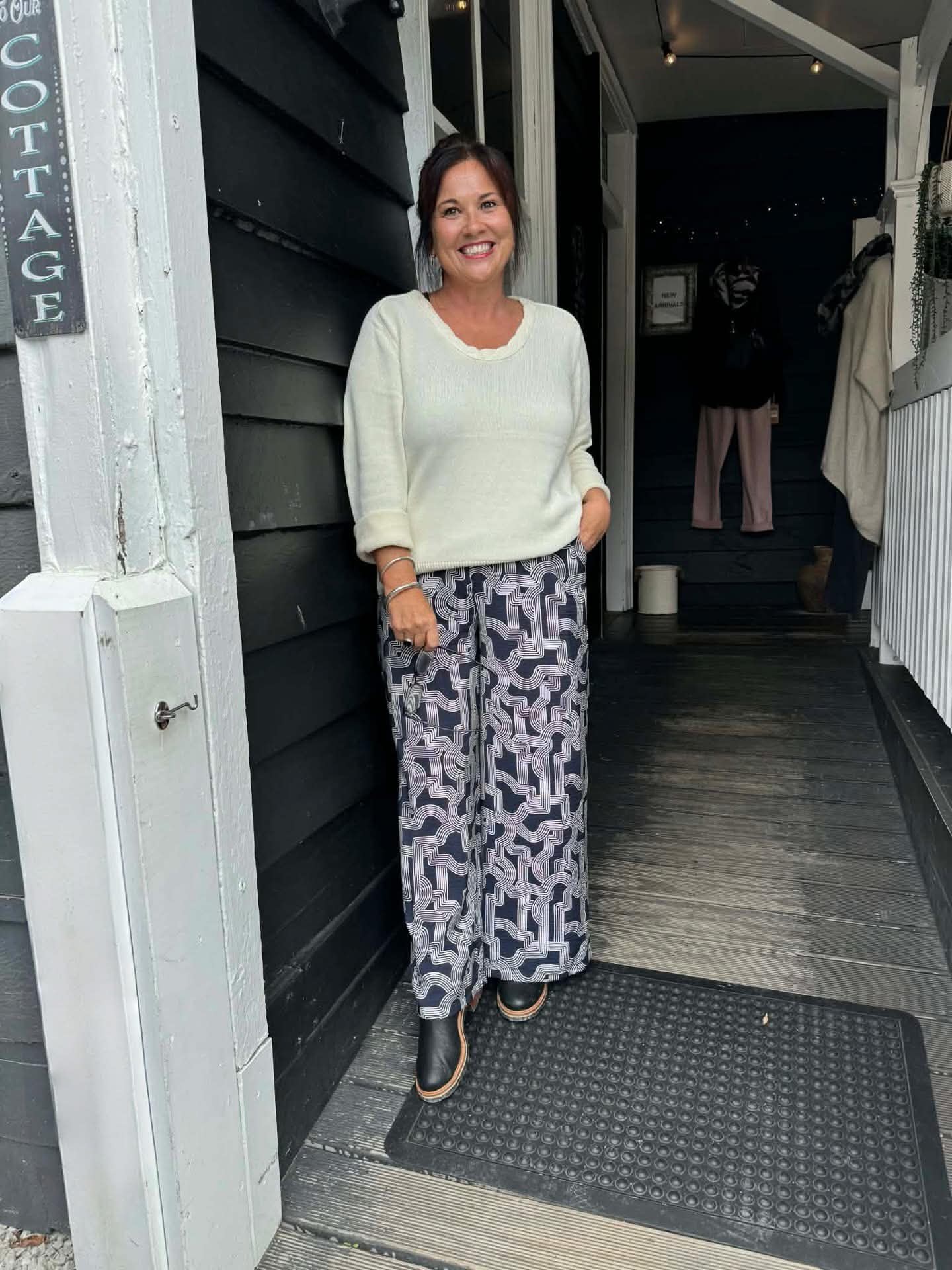 Betty Basics | Zander Pant - Navy Geo