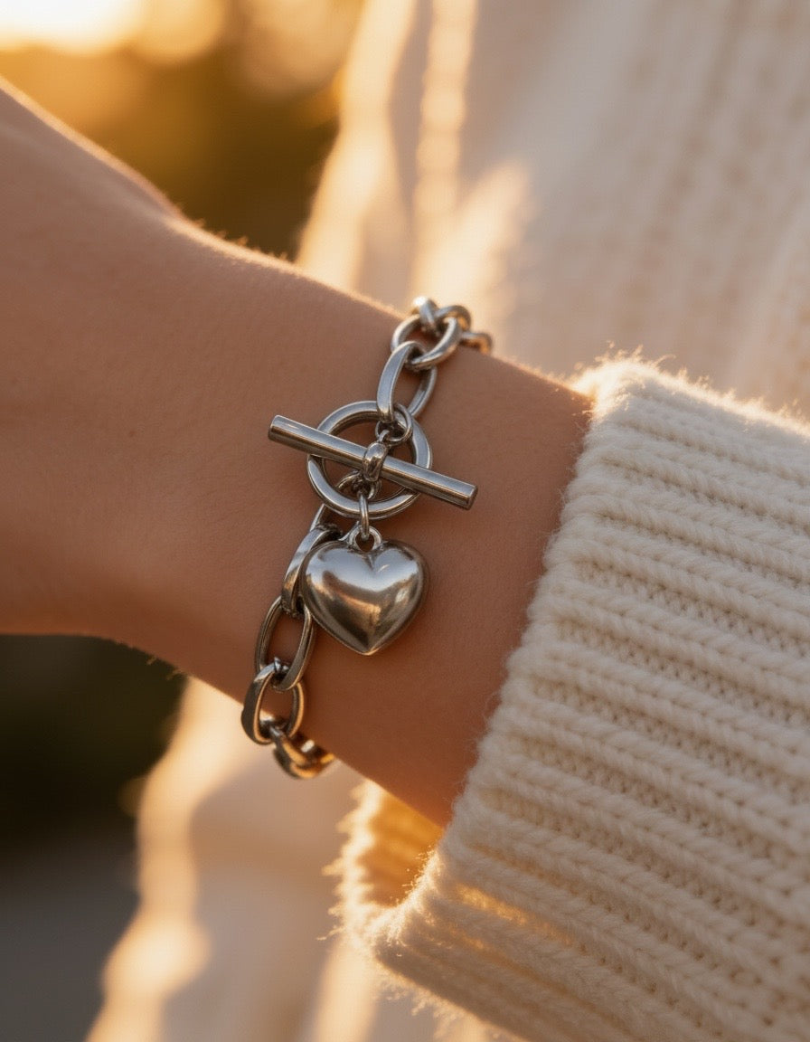 The Cottage Collection | Lexi Silver Heart Chain Bracelet
