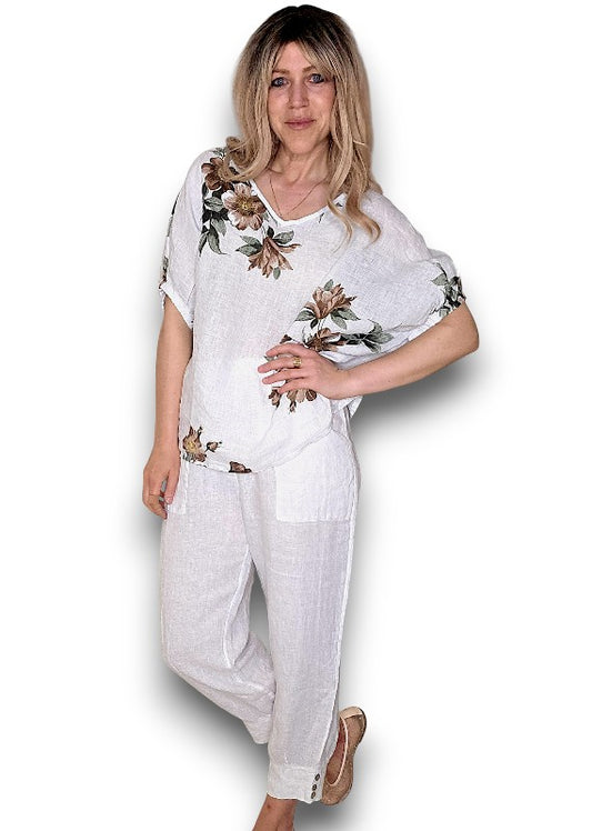 Helga May | White Spring Blossom Linen Top