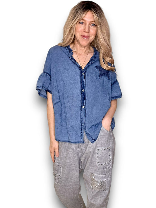 Helga May | Faded Navy Star Shirt